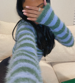 Open image in slideshow, Fluffy Striped Sweater
